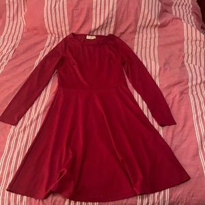 Wine red long sleeve dress